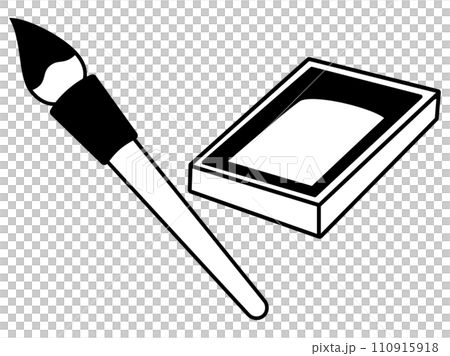 簡單可愛的筆硯黑白插畫 110915918