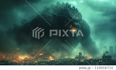 街を襲う巨大なモンスター 街を襲う巨大なモンスター 110916710