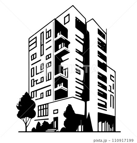 Building apartment illustration sketch hand draw Building apartment illustration sketch hand draw 110917199