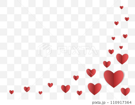 Red paper vector hearts in an envelope, valentine for valentines day. Card, postcard, invitation, template on transparent background 110917364