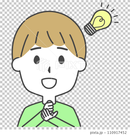 Upper body illustration of a man who came up with a good idea 110917452