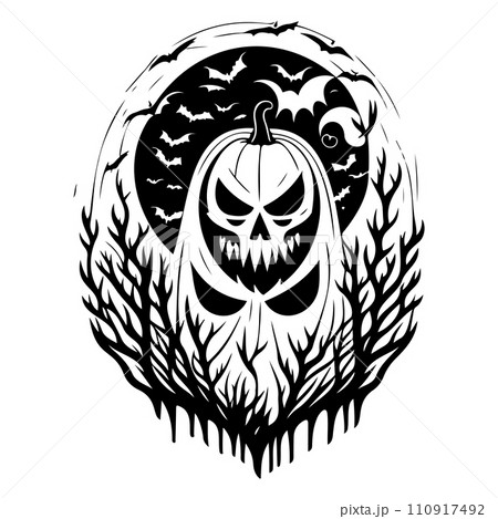 halloween ghost reaper illustration sketch hand draw black 110917492