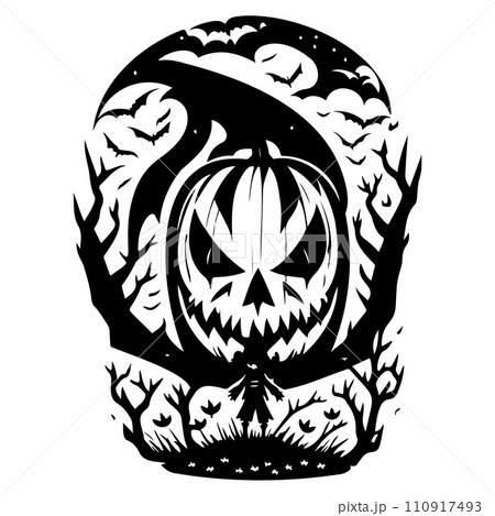 halloween ghost reaper illustration sketch hand draw black 110917493