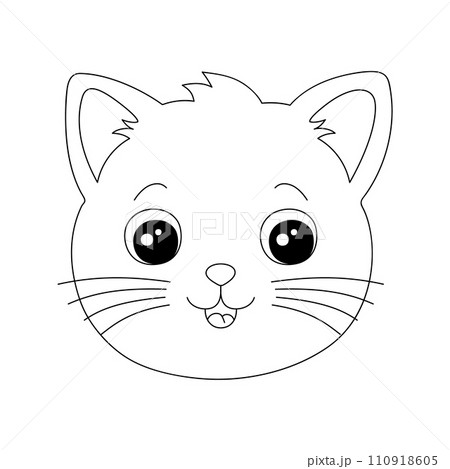Adorable cartoon cat head for coloring page. Adorable cartoon cat head for coloring page. 110918605