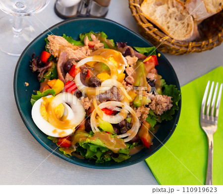 Traditional dish of French cuisine is the Nicoise salad 110919623
