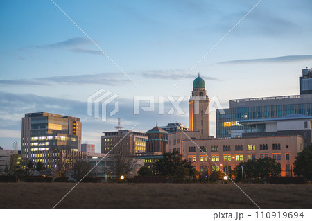 Yokohama Customs Museum with sunset background in Yokohama, Japan 110919694