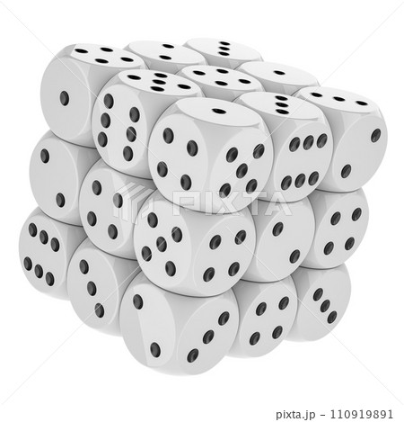 Cube from white dices, 3D rendering Cube from white dices, 3D rendering 110919891