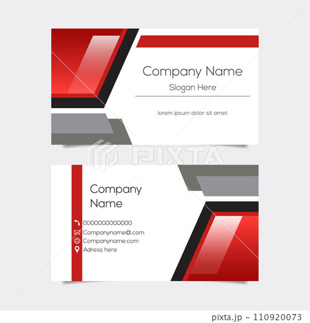 Vector abstract business card background design. Modern business name card layout design for print. Red background vector template 110920073