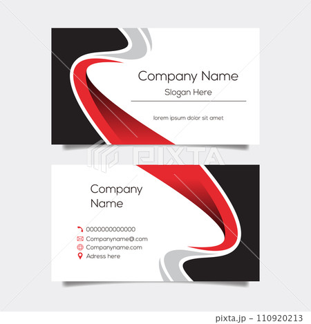 Vector abstract business card background design. Modern business name card layout design for print. Red background vector template 110920213