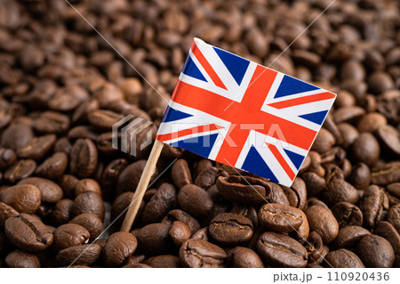 United Kingdom or Great Britain flag on coffee bean, import export trade online commerce. 110920436