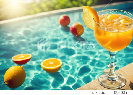 Refreshing Summer Drink by the Pool 110920855