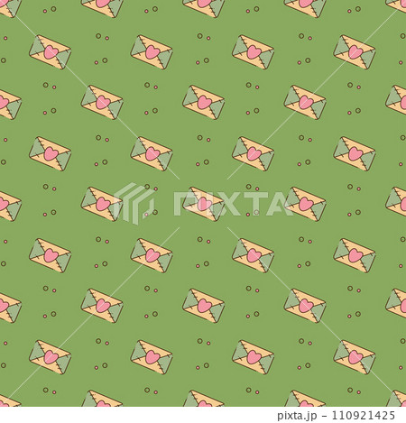 Seamless pattern with cute y2k envelope. Cartoon doodle vector illustration. Seamless pattern with cute y2k envelope. Cartoon doodle vector illustration. 110921425