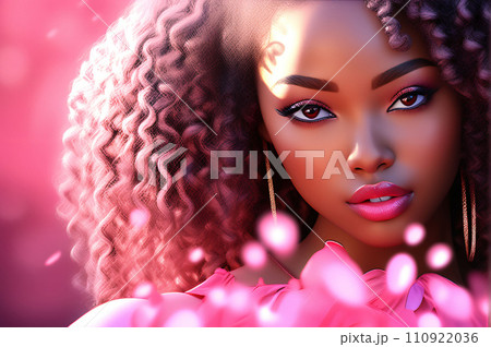 AI-generated content. AI generated. Illustration. Close-up portrait of beautiful Latina woman with 110922036