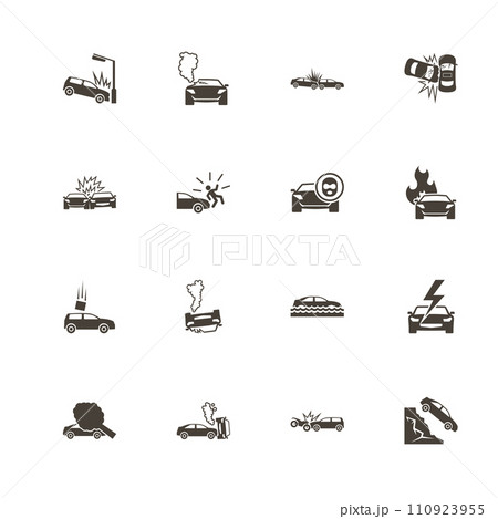 Car Crashes - Flat Vector Icons 110923955