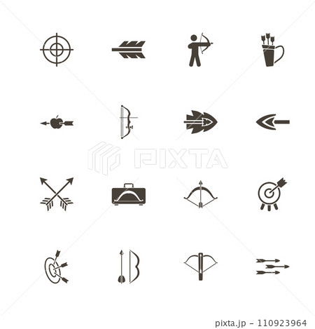 Bows and Arrows - Flat Vector Icons Bows and Arrows - Flat Vector Icons 110923964