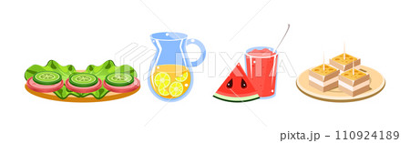Picnic Food Flat Item and Object Vector Set Picnic Food Flat Item and Object Vector Set 110924189