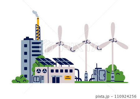 Factory as Industrial Manufacturing Building with Chimney Vector Illustration Factory as Industrial Manufacturing Building with Chimney Vector Illustration 110924256