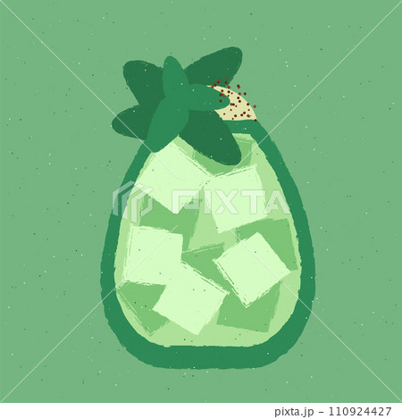 Cocktail with mint and ice cubes in tumbler. Green alcohol drink for bar. Soft alcohol 110924427