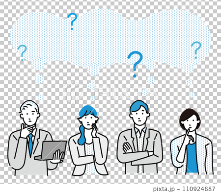 Businessperson male and female - new employee - upper body - troubled icon - simple vector illustration material 110924887