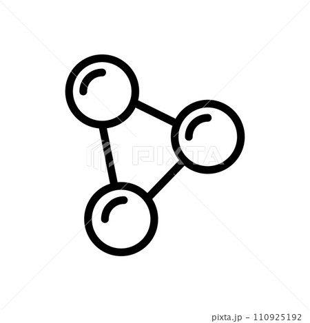 Vector black line icon connection of molecules isolated on white background 110925192