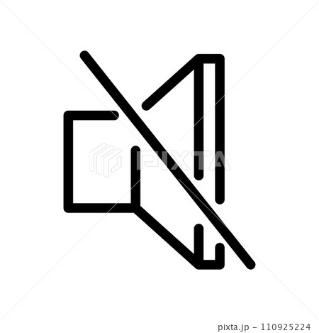 Vector black line icon mute sound isolated on white background Vector black line icon mute sound isolated on white background 110925224