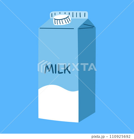 Hand drawn package of milk. Vector illustration of dairy product in cartoon flat style 110925692