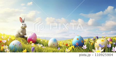 AI-generated content. Bunny in a Blooming Easter Field AI-generated content. Bunny in a Blooming Easter Field 110925904