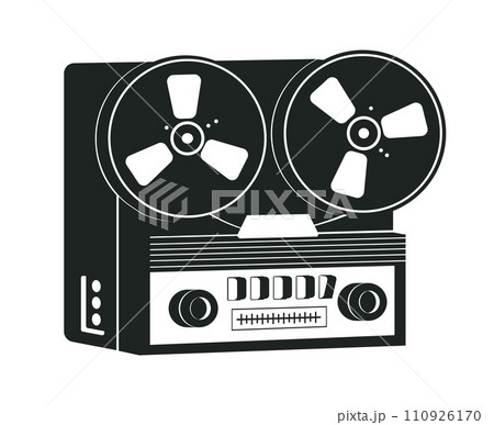 Retro music player silhouette. Old school audio device, audio tape player flat vector illustrations. Vintage music player silhouette Retro music player silhouette. Old school audio device, audio tape player flat vector illustrations. Vintage music player silhouette 110926170