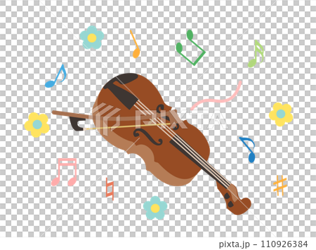 バイオリンをイメージしたイラスト 音符ありバージョン バイオリンをイメージしたイラスト 音符ありバージョン 110926384