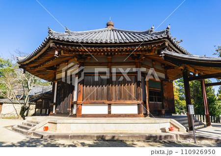 奈良県生駒郡斑鳩町の法隆寺 西円堂(国宝) 峯の薬師 奈良県生駒郡斑鳩町の法隆寺 西円堂(国宝) 峯の薬師 110926950
