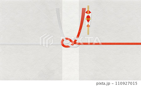 伝統ある和紙と紅白水引のイメージ、慶事・御祝用の「あわじ結び」 110927015