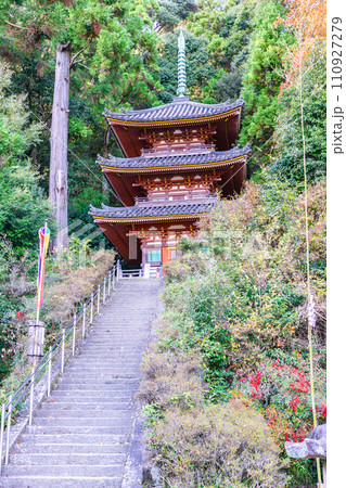奈良県大和郡山市の松尾寺（日本最古の厄除霊場）　三重塔 110927279