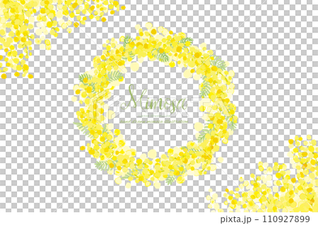 黄色いミモザの花のフレーム 110927899