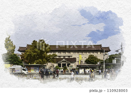 水彩画(上野 公園額装済み) 水彩画（上野公園）