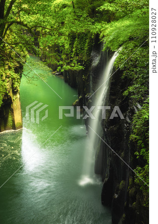 Takachiho waterfall Manai falls Miyazaki Japan A beautiful and mysterious waterfall in basalt gorge 110928027