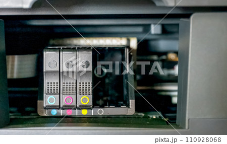 Generic printer ink cartridge being replaced 110928068
