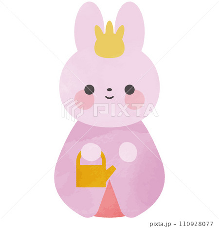 うさぎのひな人形の水彩イラスト 110928077