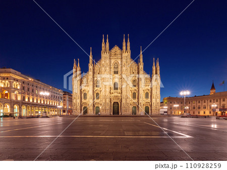 Cathedral of the Nativity of the Virgin Mary in Milan at dawn. 110928259