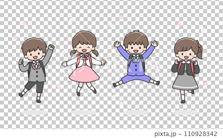 入学式 ジャンプする子どもたち 入学式 ジャンプする子どもたち 110928342