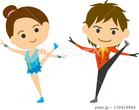 フィギュアスケーターのイメージイラスト（男女セット） 110928968