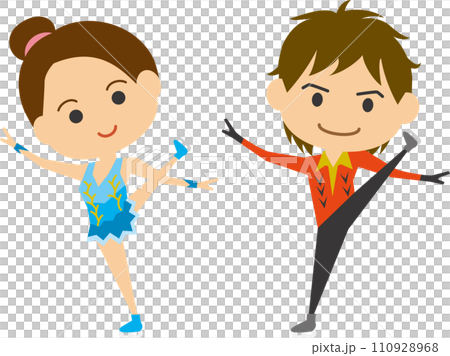 フィギュアスケーターのイメージイラスト（男女セット） 110928968