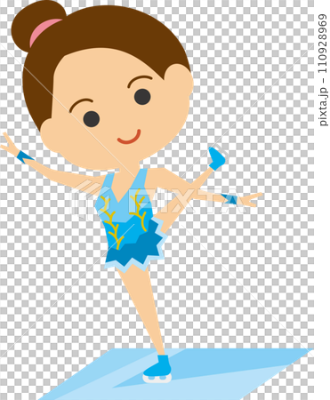 女子フィギュアスケーターのイメージイラスト 110928969