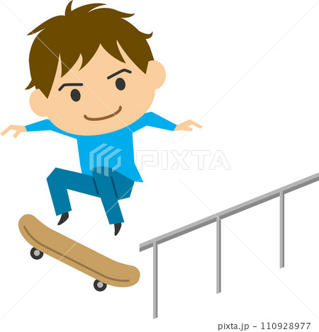 スケートボードをする男性のイメージイラストセット スケートボードをする男性のイメージイラストセット 110928977