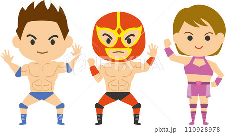 プロレスラーのイメージイラスト（男女セット） 110928978