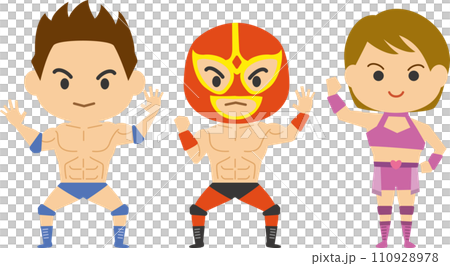 Image illustration of professional wrestlers (male and female set) Image illustration of professional wrestlers (male and female set) 110928978