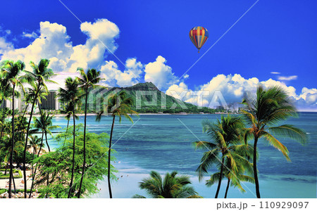 ワイキキビーチとダイアモンドヘッドの絶景 110929097