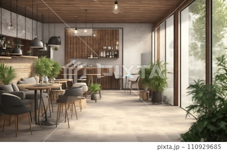 Modern coffeeshop and restaurant or kitchen room interior design.interior background concept. 110929685