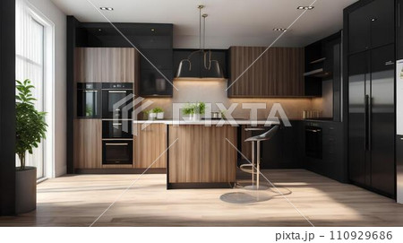Modern coffeeshop and restaurant or kitchen room interior design.interior background concept. 110929686