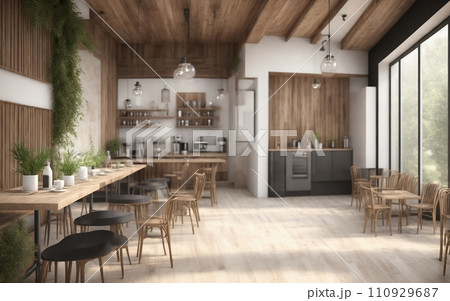 Modern coffeeshop and restaurant or kitchen room interior design.interior background concept. 110929687