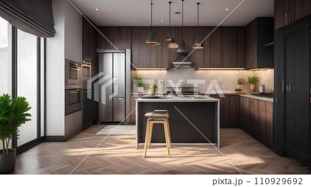 Modern coffeeshop and restaurant or kitchen room interior design.interior background concept. Modern coffeeshop and restaurant or kitchen room interior design.interior background concept. 110929692